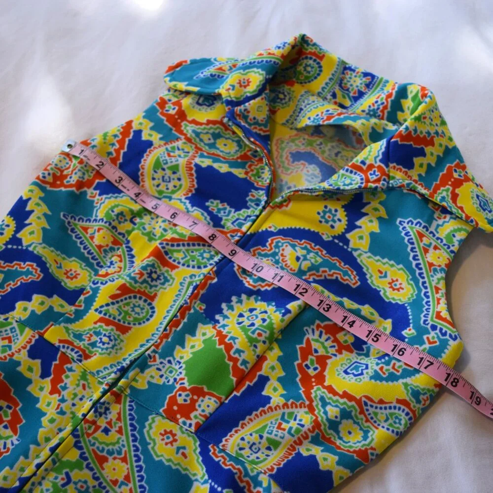 Vintage 60's Colorful Paisley Jumpsuit - Picture 2 of 7